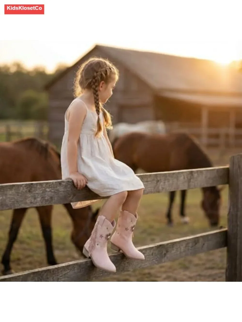 Girls Cowboy Boots with Tassel, Floral Embroidered Western Boots for